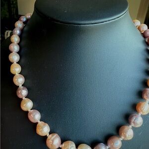 Hand Knotted Pink and Cream South Sea Pearl Necklace